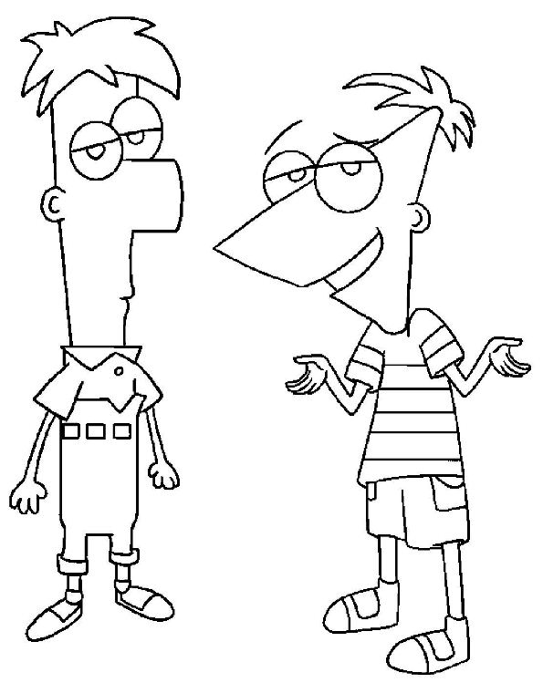 Kids-n-fun.com | Create personal coloring page of Phineas and ferb